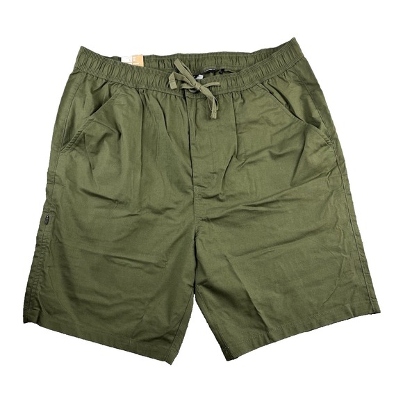 New Prana Shorts Mens L 8 in Cargo Green Double‎ Peak E-Waist Organic Drawstring - Picture 1 of 10